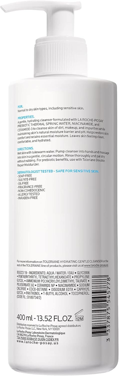 La Roche-Posay Toleriane Hydrating Gentle Cleanser, 13.52 fl. oz