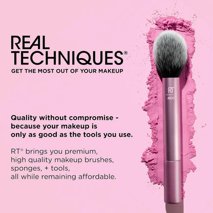 REAL TECHNIQUES The Everyday Essentials set from gives you 5 essential tools to master any look tapered, soft and fluffy bristles. Blend powder blush evenly for a smooth, natural look