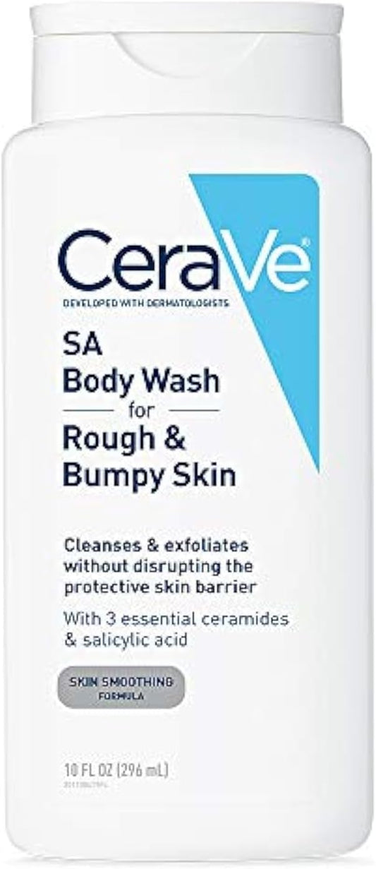 CeraVe Body Wash with Salicylic Acid, Fragrance Free Body Wash to Exfoliate Rough and Bumpy Skin, Allergy Tested, 10 Ounce