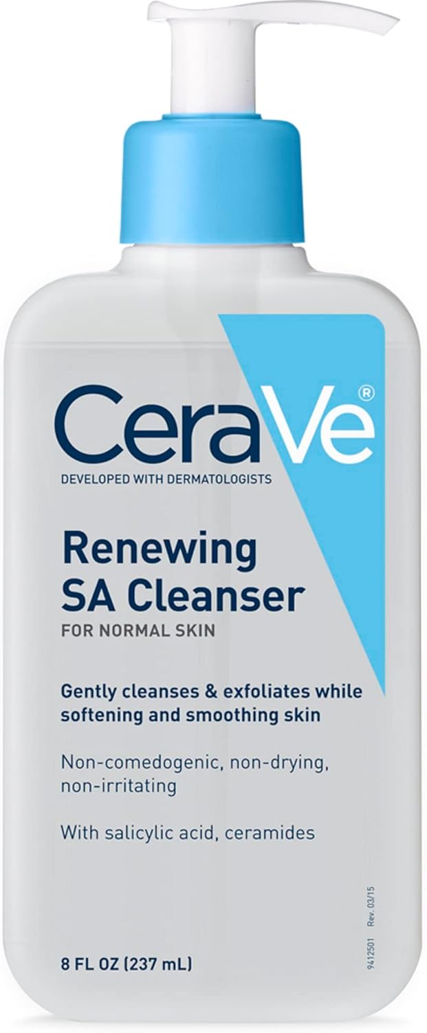 CeraVe SA Cleanser Salicylic Acid Face Wash with Hyaluronic Acid, Niacinamide & Ceramides BHA Exfoliant for Face 8 Ounce, multi, 8 Fl Oz