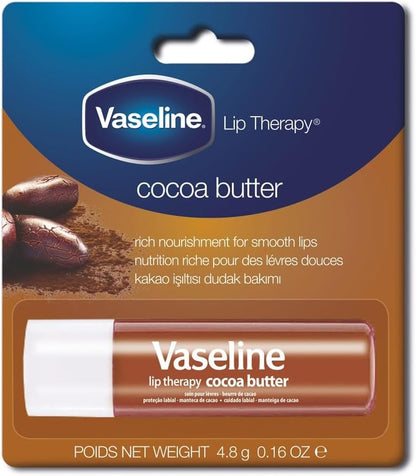 Vaseline Lip Therapy Cocoa Butter Lip Balm With Pure Jelly| Cocoa Butter & Shea Butter For Soft & Glowing Lips| Nourishes & Protects Lips| Non-greasy Lip Moisturizer for Naturally Tinted Lips| 4.8 gm