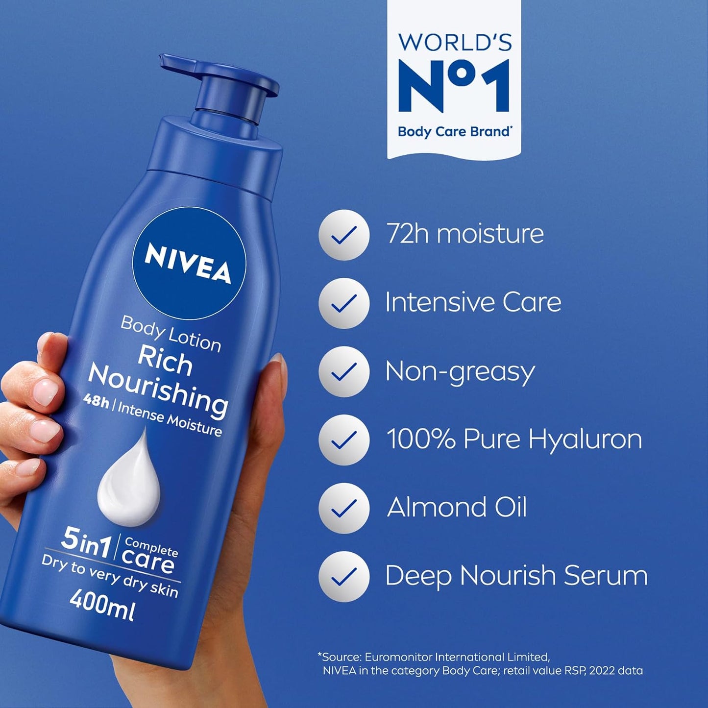 NIVEA Body Lotion Extra Dry Skin, Nourishing Almond Oil & Vitamin E, 400ml