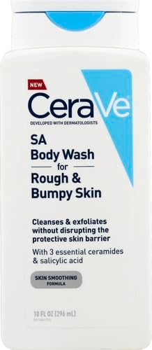 CeraVe Body Wash with Salicylic Acid, Fragrance Free Body Wash to Exfoliate Rough and Bumpy Skin, Allergy Tested, 10 Ounce