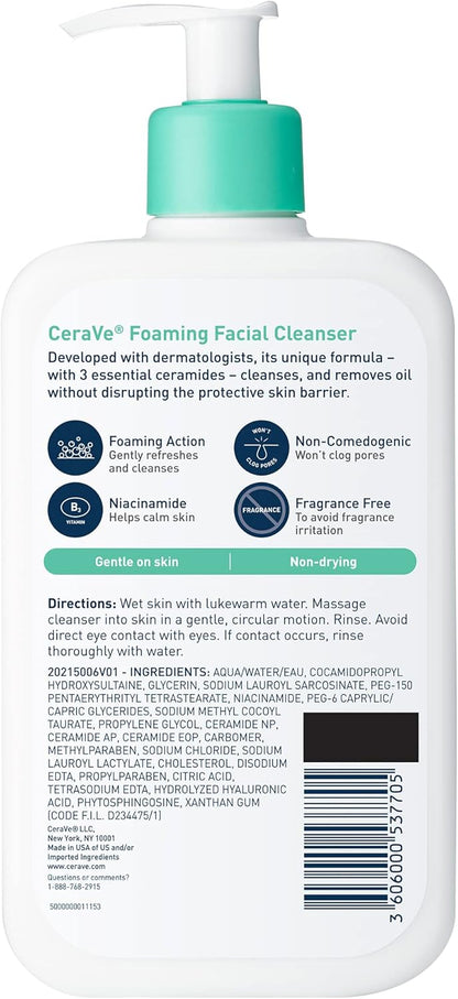 CeraVe CeraVe Foaming Facial Cleanser | Makeup Remover and Daily Face Wash for Oily Skin, 473 Ml