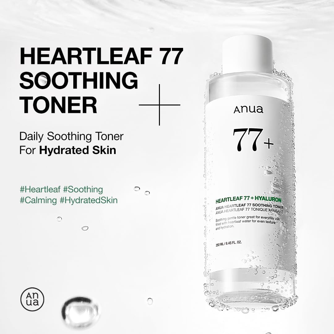 Anua Heartleaf 77 Soothing Toner I pH 5.5 Trouble Care, Calming Skin, Refreshing, Hydrating, Purifying, Cruelty Free, Vegan,(250ml  8.45 fl.oz.)