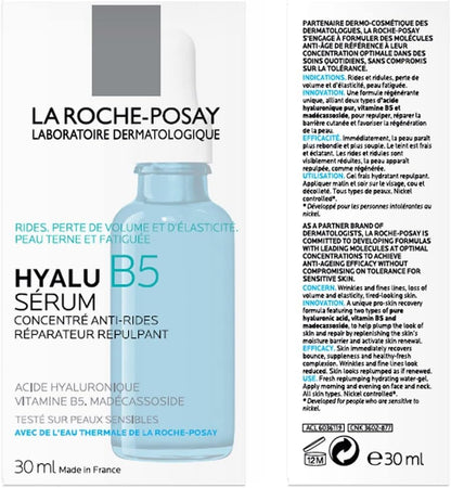 La Roche Posay Hyalu B5 Pure Hyaluronic Acid Serum for Face, with Vitamin B5. Anti-Aging Serum Concentrate for Fine Lines. Hydrating, Repairing, Replumping. Suitable for Sensitive Skin