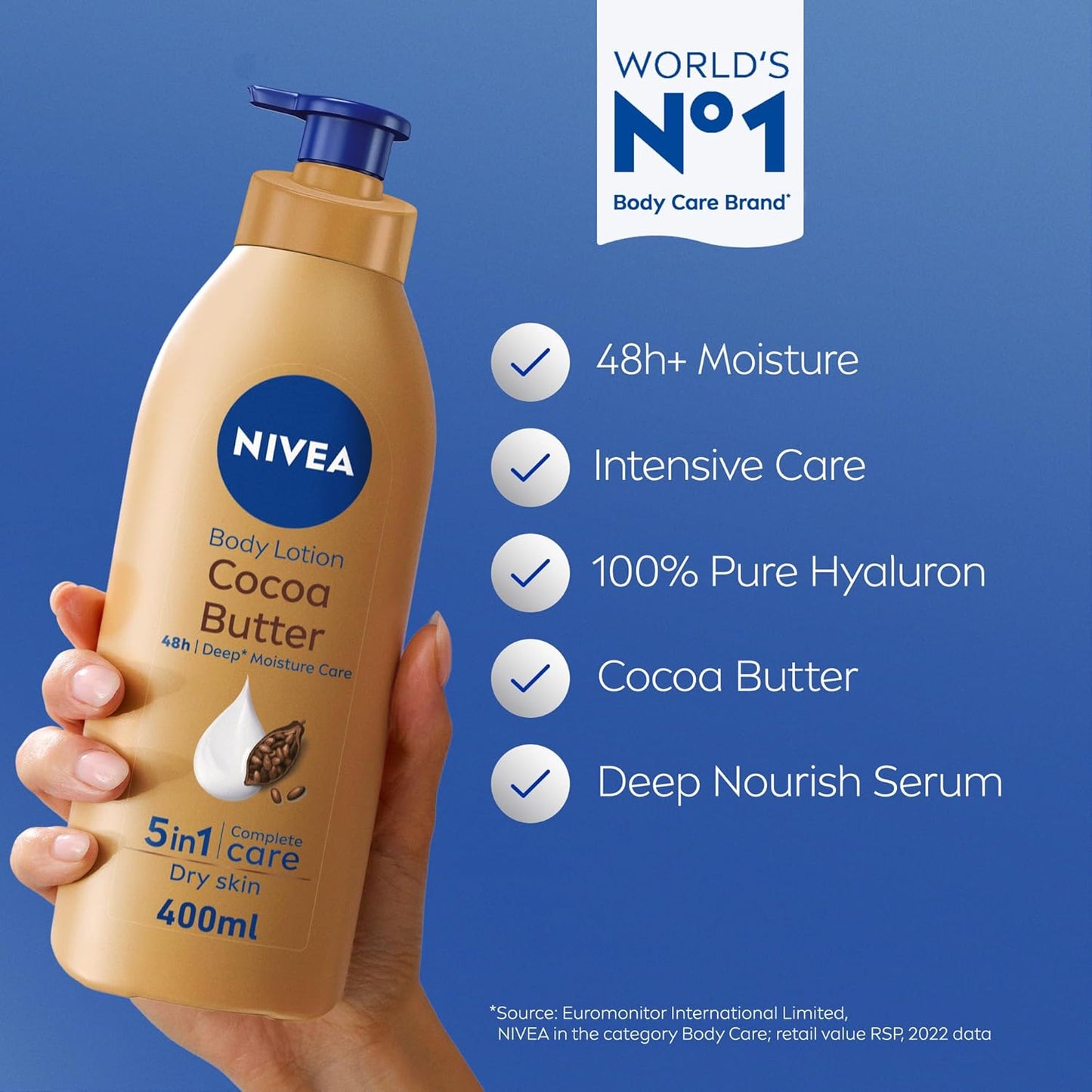 NIVEA Body Lotion for Dry to Very Dry Skin, Rich Nourishing, 5in1 Complete Care, 48H Intense Moisture, 2x400ml, Pack of 2