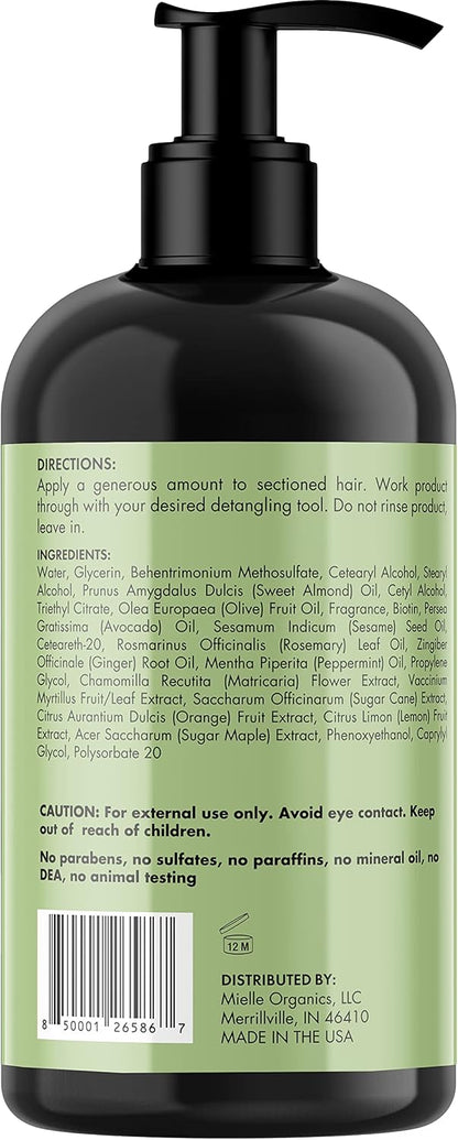 Mielle Organics Rosemary Mint Strengthening Leave-In Conditioner, Supports Hair Strength, Smooth Conditioner for Dry and Crinkled Hair, Weightless Hair Treatment