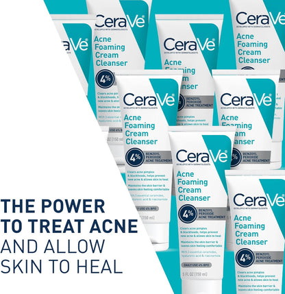 CeraVe Acne Foaming Cream Cleanser, 5 Fl Oz , Packaging may Vary