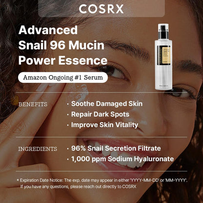 COSRX Advanced Snail 96 Mucin Power Essence , 3.38 Fl Oz (100 ml)