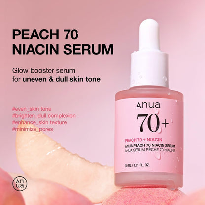 Anua Peach 70% Niacinamide Serum brightening hydrating face serum hyperpigmentation treatment reducing melanine daily clean beauty, 29.87 Milliliters