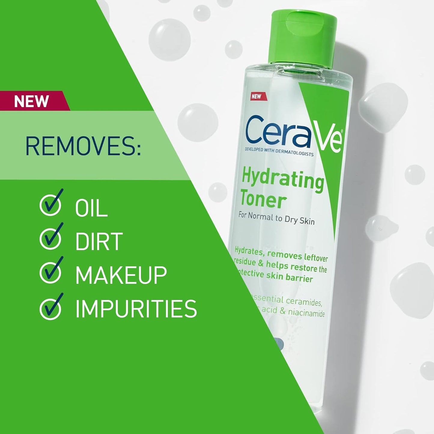 CeraVe Hydrating Toner for Face Non-Alcoholic with Hyaluronic Acid, Niacinamide, and Ceramides for Sensitive Dry Skin, Fragrance-Free Non Comedogenic, Full Size, 6.80 Ounce