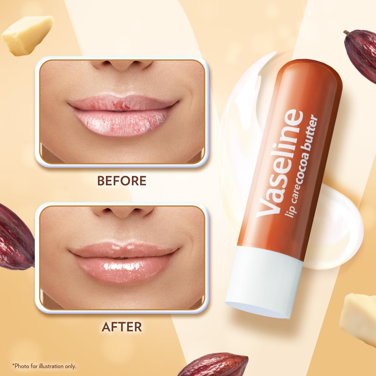 Vaseline Lip Therapy Cocoa Butter Lip Balm With Pure Jelly| Cocoa Butter & Shea Butter For Soft & Glowing Lips| Nourishes & Protects Lips| Non-greasy Lip Moisturizer for Naturally Tinted Lips| 4.8 gm