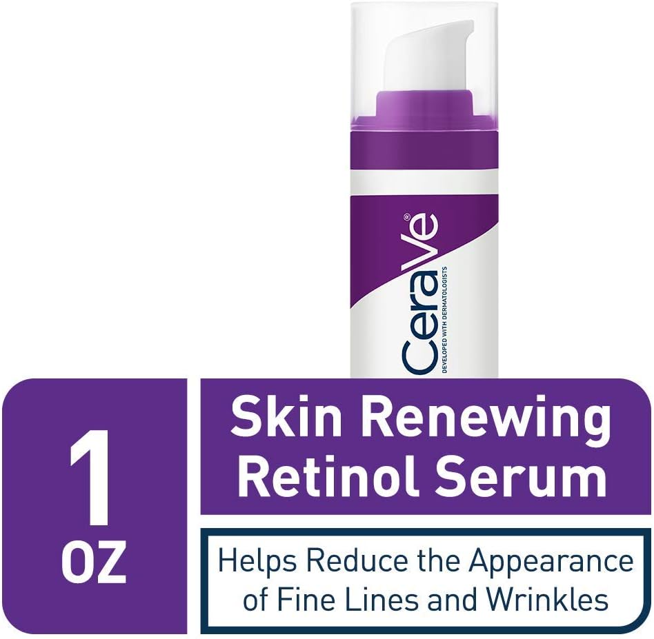 CeraVe Anti Aging Retinol Serum 1 Ounce Cream Serum for Smoothing Fine Lines and Skin Brightening Fragrance Free, 1 Fl Oz