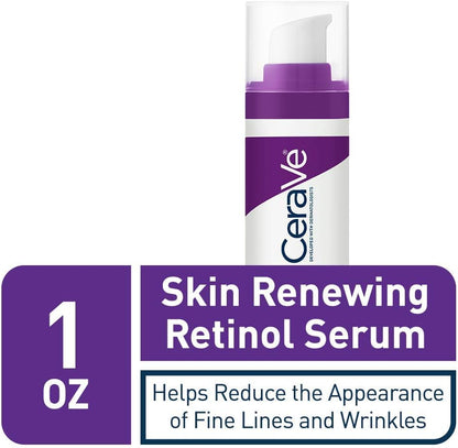 CeraVe Anti Aging Retinol Serum 1 Ounce Cream Serum for Smoothing Fine Lines and Skin Brightening Fragrance Free, 1 Fl Oz