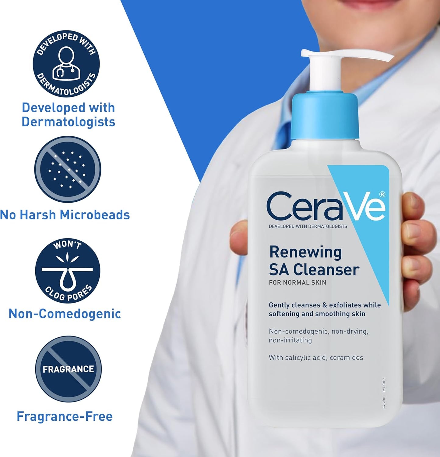 CeraVe SA Cleanser Salicylic Acid Face Wash with Hyaluronic Acid, Niacinamide & Ceramides BHA Exfoliant for Face 8 Ounce, multi, 8 Fl Oz