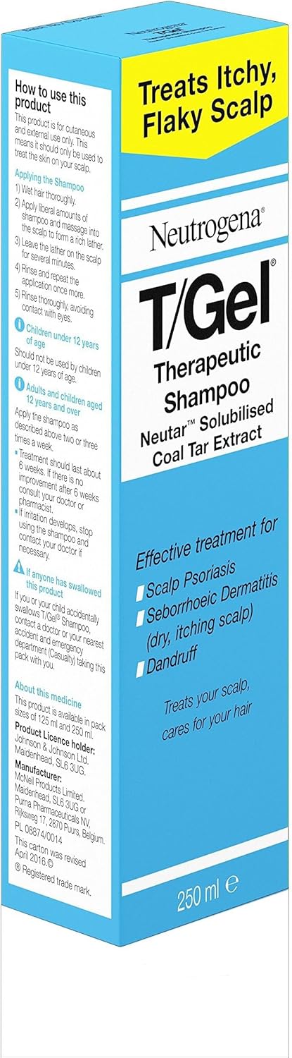 Neutrogena T/Gel Therapeutic Shampoo Treatment for Scalp Psoriasis, Itching Scalp and Dandruff, 250 ml