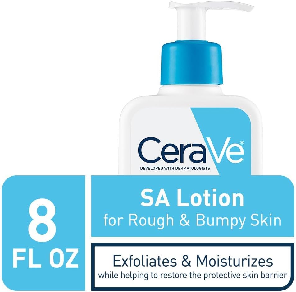 CeraVe SA Lotion for Rough & Bumpy Skin | Vitamin D, Hyaluronic Acid, Lactic Acid & Salicylic Acid Lotion | Fragrance Free & Allergy Tested | 8 Ounce