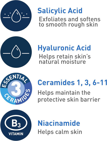 CeraVe SA Cleanser Salicylic Acid Face Wash with Hyaluronic Acid, Niacinamide & Ceramides BHA Exfoliant for Face 8 Ounce, multi, 8 Fl Oz