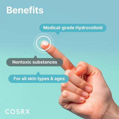 COSRX Acne Pimple Patch (96) Absorbing Hydrocolloid Original 3 Size Patches for Blemishes and Zits Cover, Spot Stickers for Face and Body, Not Tested on Animals