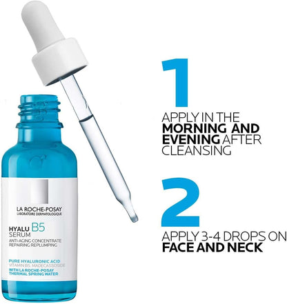 La Roche Posay Hyalu B5 Pure Hyaluronic Acid Serum for Face, with Vitamin B5. Anti-Aging Serum Concentrate for Fine Lines. Hydrating, Repairing, Replumping. Suitable for Sensitive Skin