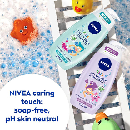 NIVEA Kids 3in1 Shower & Shampoo Bath, Bio Aloe Vera Apple Scent, 500ml