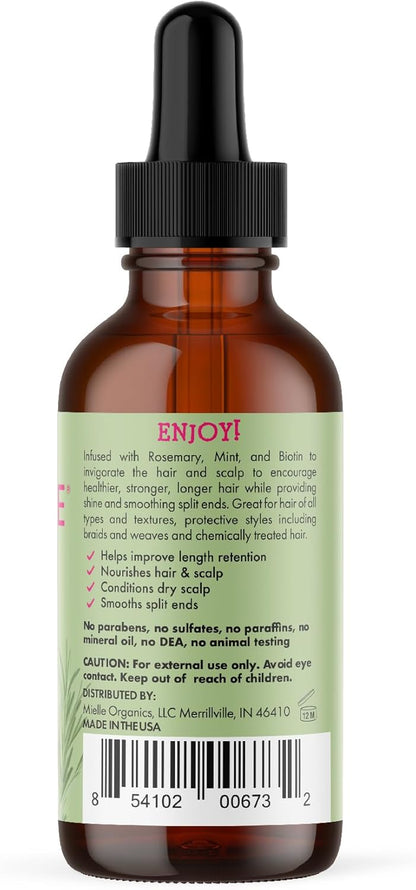 Mielle Organics MIELLE - ROSEMARY MINT, SCALP & HAIR OIL, INFUSED W/BIOTIN & ENCOURGES GROWTH, FOR DAILY USE, SCALP TREATMENT, SPLIT END CARE & SCALP & STRENGTHENING OIL