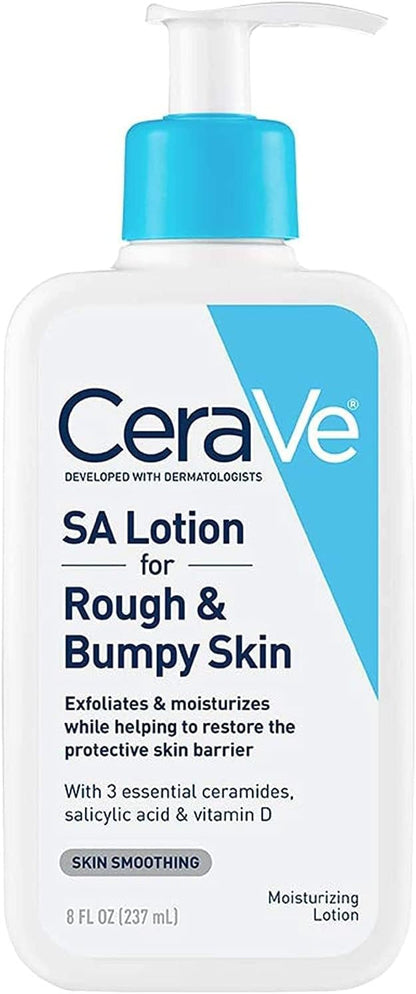 CeraVe SA Lotion for Rough & Bumpy Skin | Vitamin D, Hyaluronic Acid, Lactic Acid & Salicylic Acid Lotion | Fragrance Free & Allergy Tested | 8 Ounce