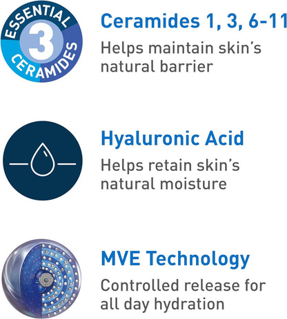 CeraVe Moisturizing Cream, Body and Face Moisturizer for Dry Skin, Body Cream with Hyaluronic Acid and Ceramides, 19 Ounce