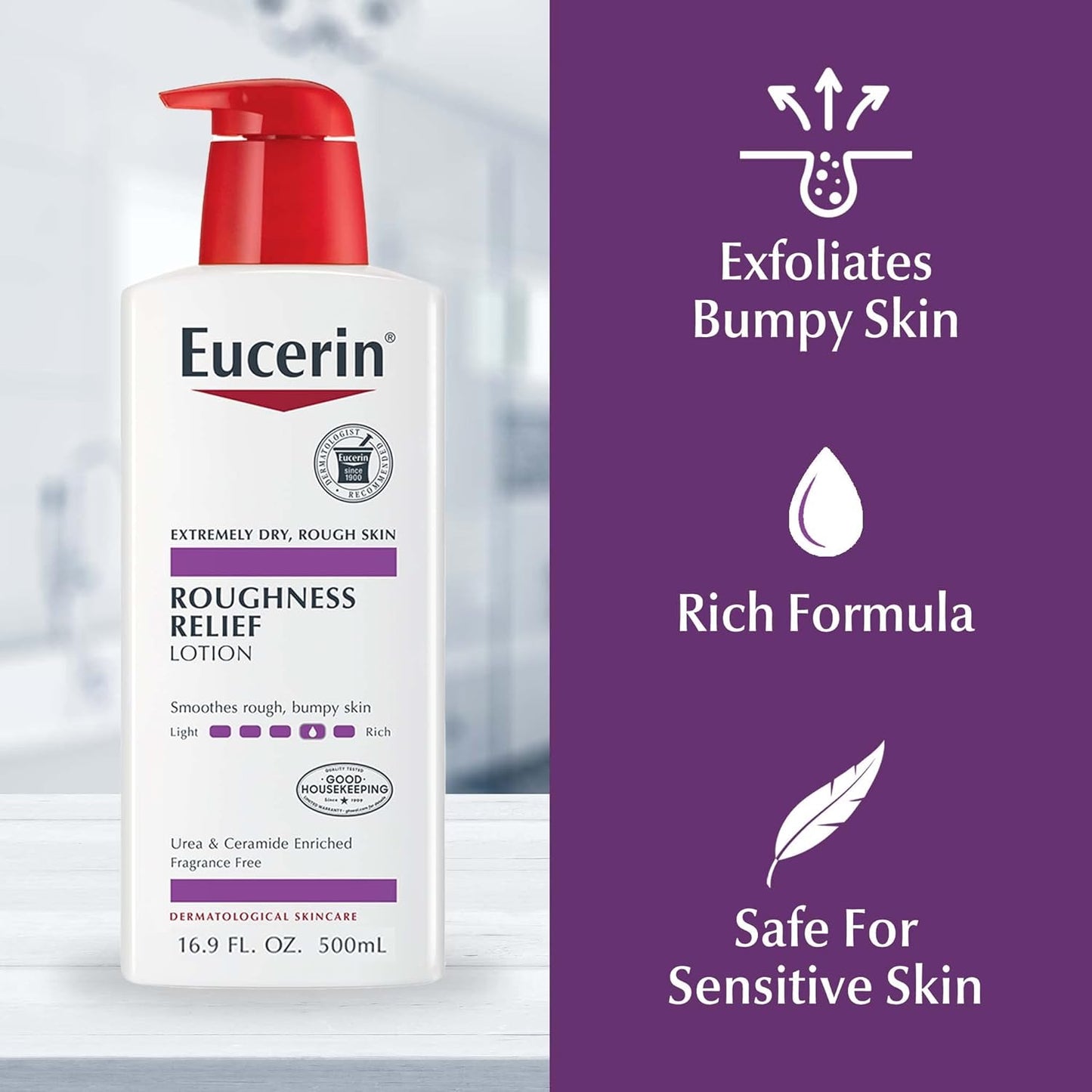 Eucerin Roughness Relief Lotion - Full Body for Extremely Dry, Rough Skin 16.9 fl. oz. Pump Bottle