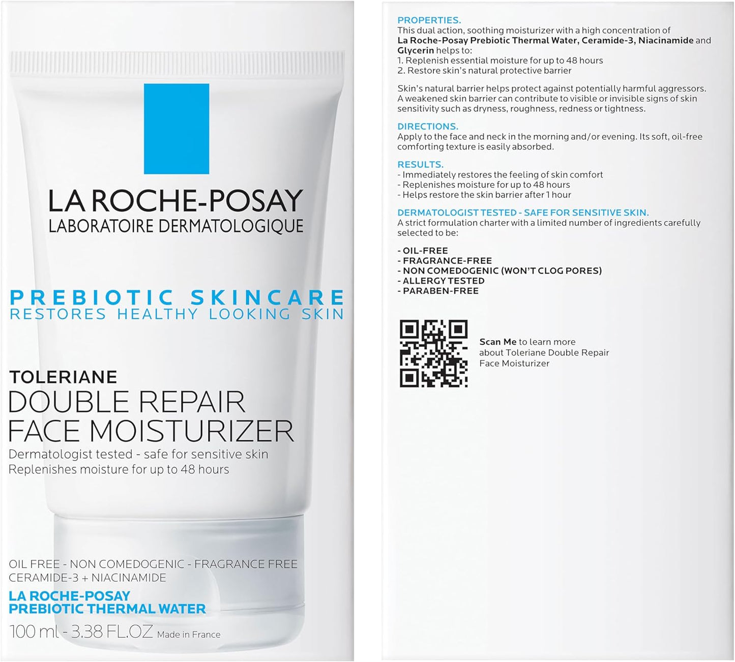 La Roche Posay Toleriane Double Repair Uv Face Moisturizer With Spf, Daily Facial Moisturizer With Ceramide And Niacinamide For All Skin Types, Sunscreen Spf 30, Oil Free, Fragrance Free, 1 Piece